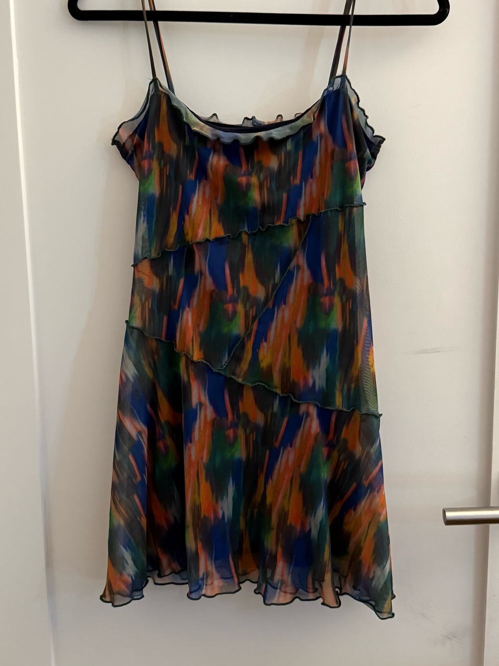 Layered Multicolor Spaghetti-Strap Dress